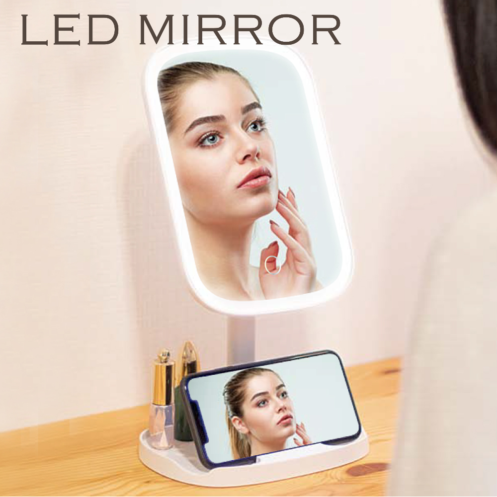 ミラー 女優ライト LEDミラー 鏡 化粧鏡 卓上 ライト付きミラー 52LED