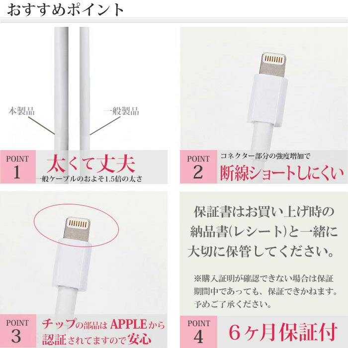 充電ケーブル iphone 純正品質 MFI認証 3m 長期保証 ライトニングケーブル 同期 充電 USBケーブル 充電 Lightning メール便送料無料  ukj-lpss3mwh :ukj-lpss3mwh:エアージェイYahoo!ショッピング店 - 通販 - Yahoo!ショッピング