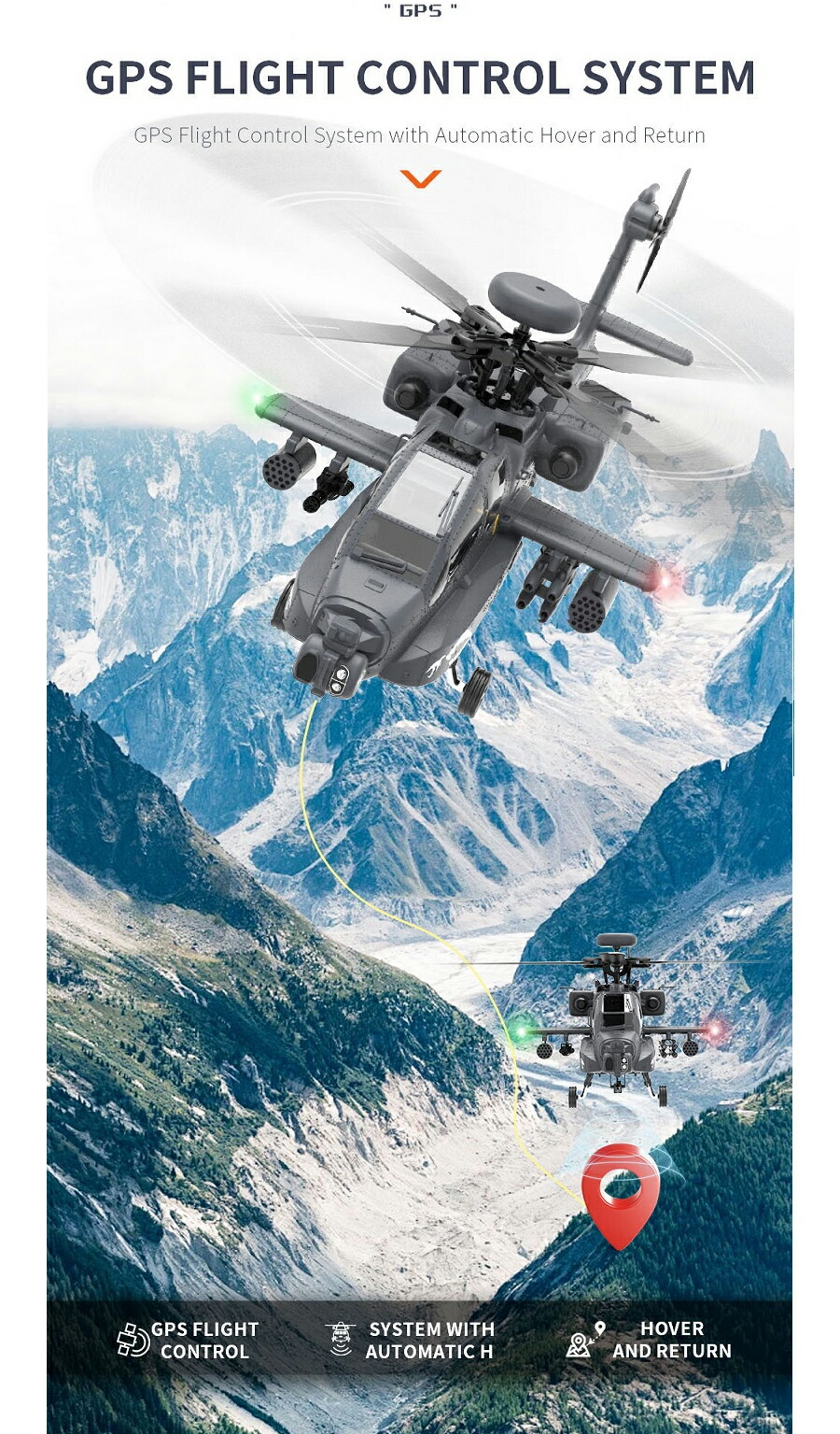 AH64　アパッチ　GPS　ラジコンヘリコプター　[Yuxiang F11S] YuXiang F11S Apache AH-64 GPS Stabilized RC Helicopter
