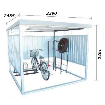 ダイマツ　多目的万能物置　DM-16　幅239×奥行245.5×高さ192cm　5.55平米(1.68坪)　喫煙所　休憩所　バイク　大型　自転車　タイヤ　収納庫