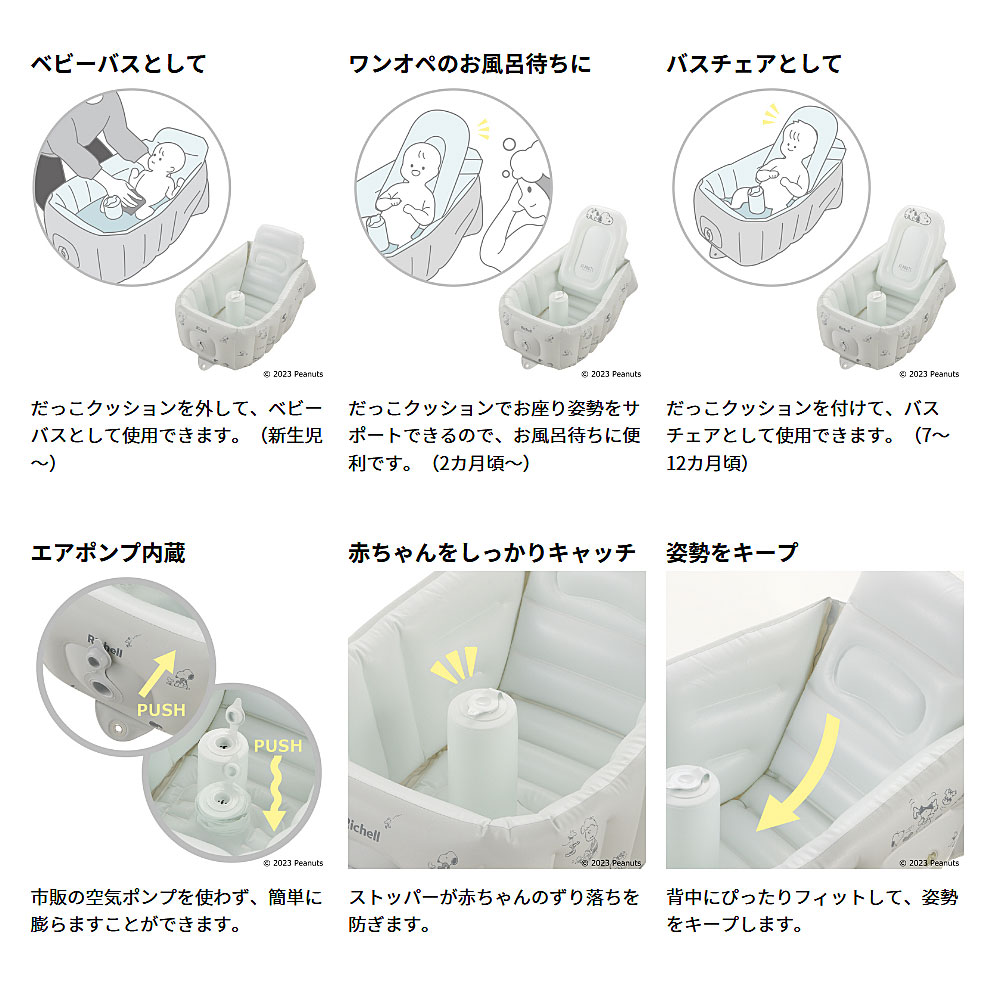 法人宛専用 スヌーピー ふかふか ベビーバス ステップアップ 66×41×H42