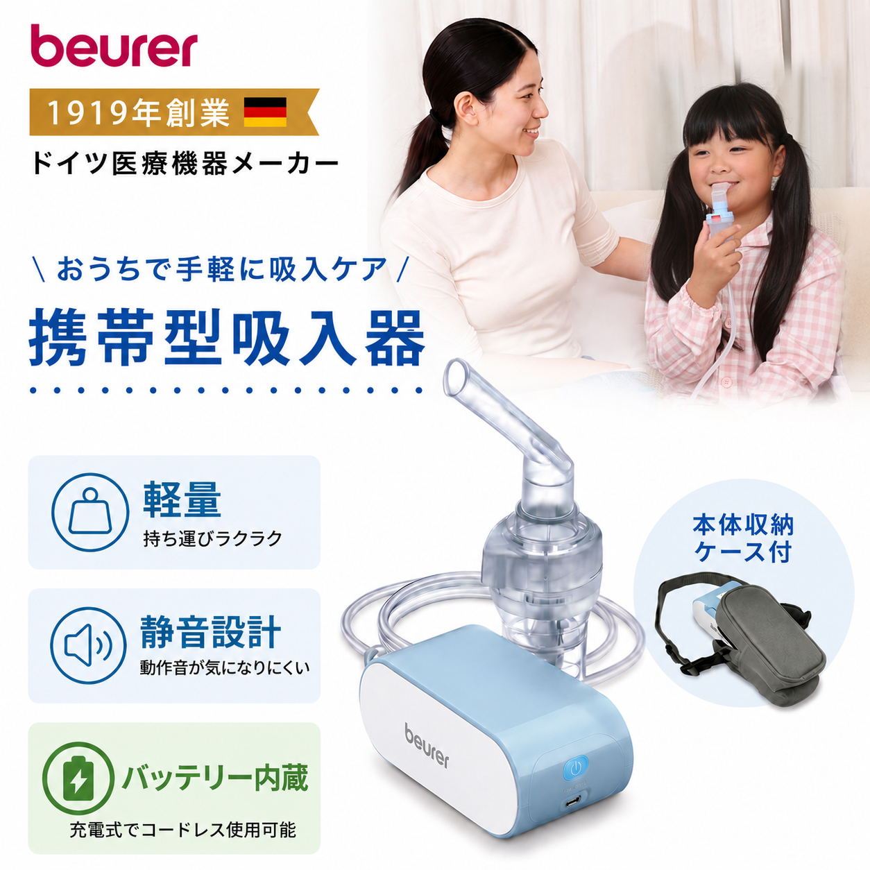 ネブライザー　吸入器　ボイラー社製 ネブライザー バッテリー式 携帯型吸入器 beurer ボイラー社製（ドイツ