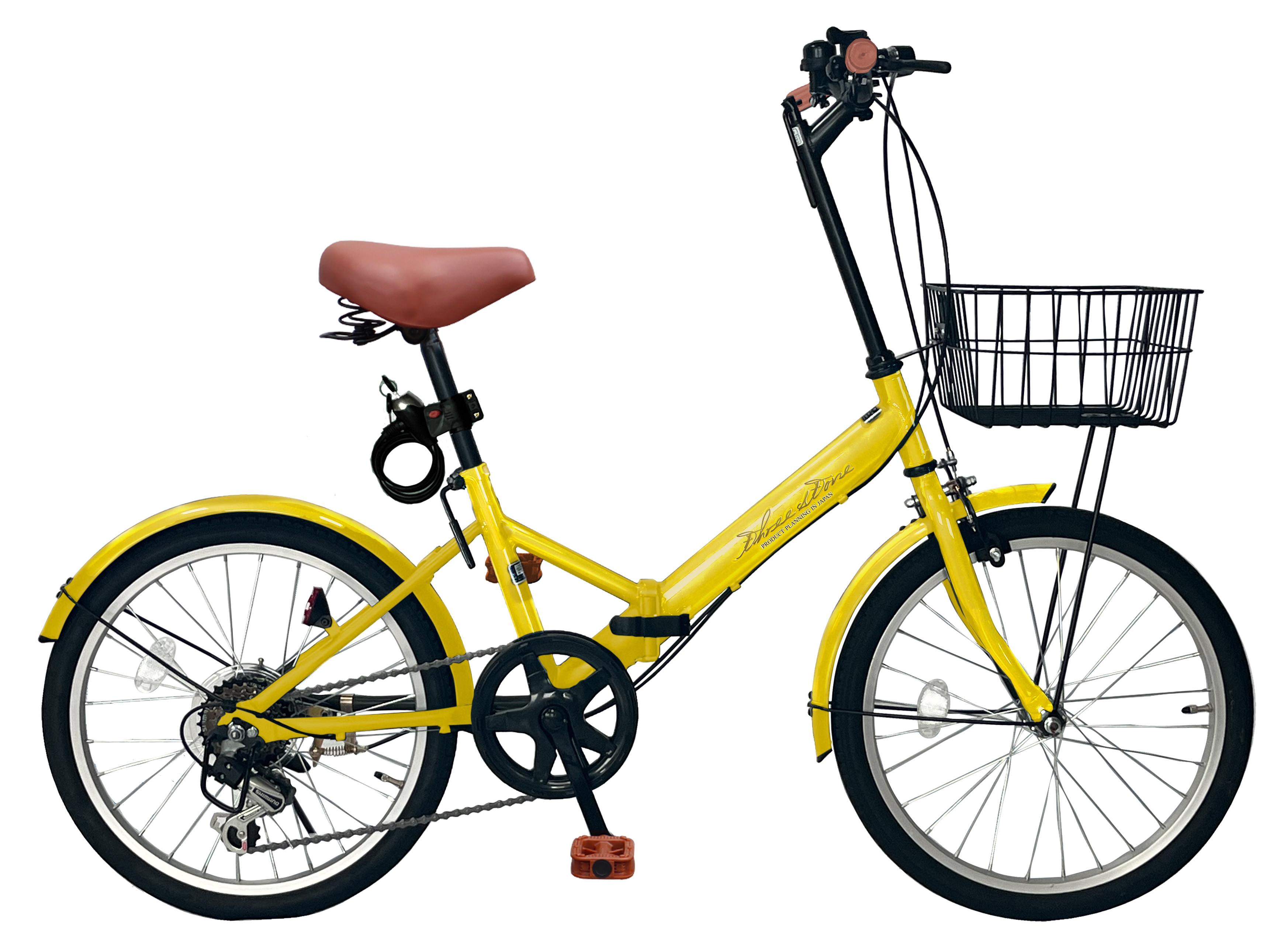 自転車 折りたたみ自転車 20インチ シマノ製 6段ギア 前カゴ