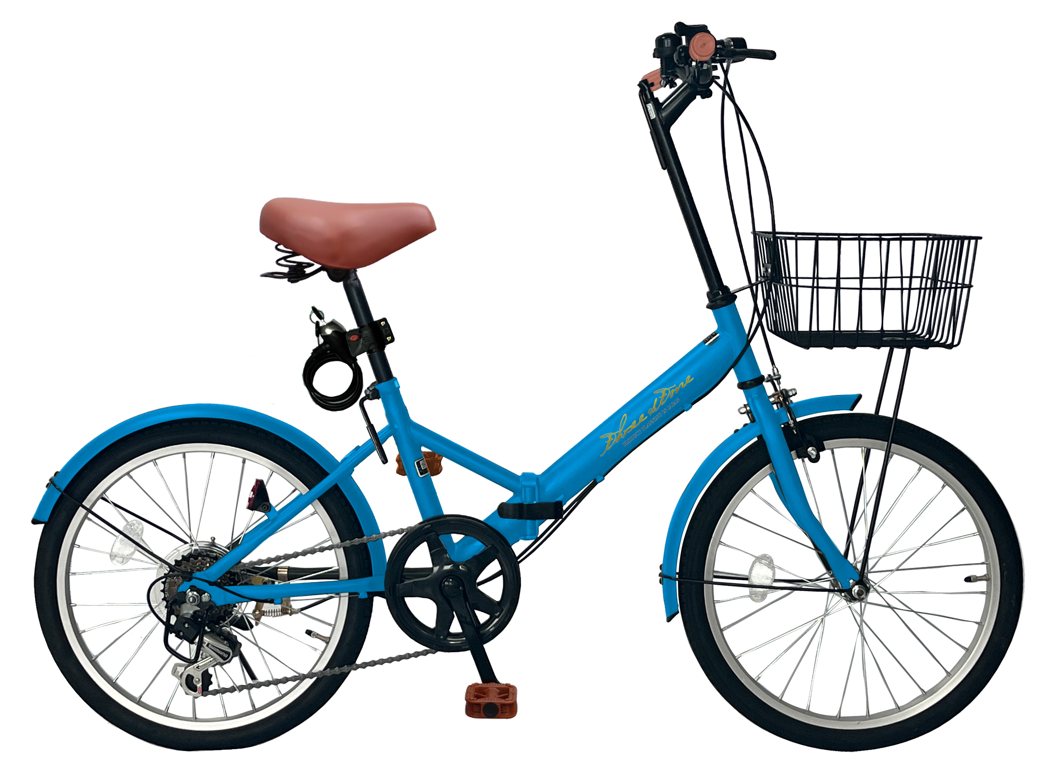 自転車 折りたたみ自転車 20インチ シマノ 社製 外装 6段 ギア カゴ 