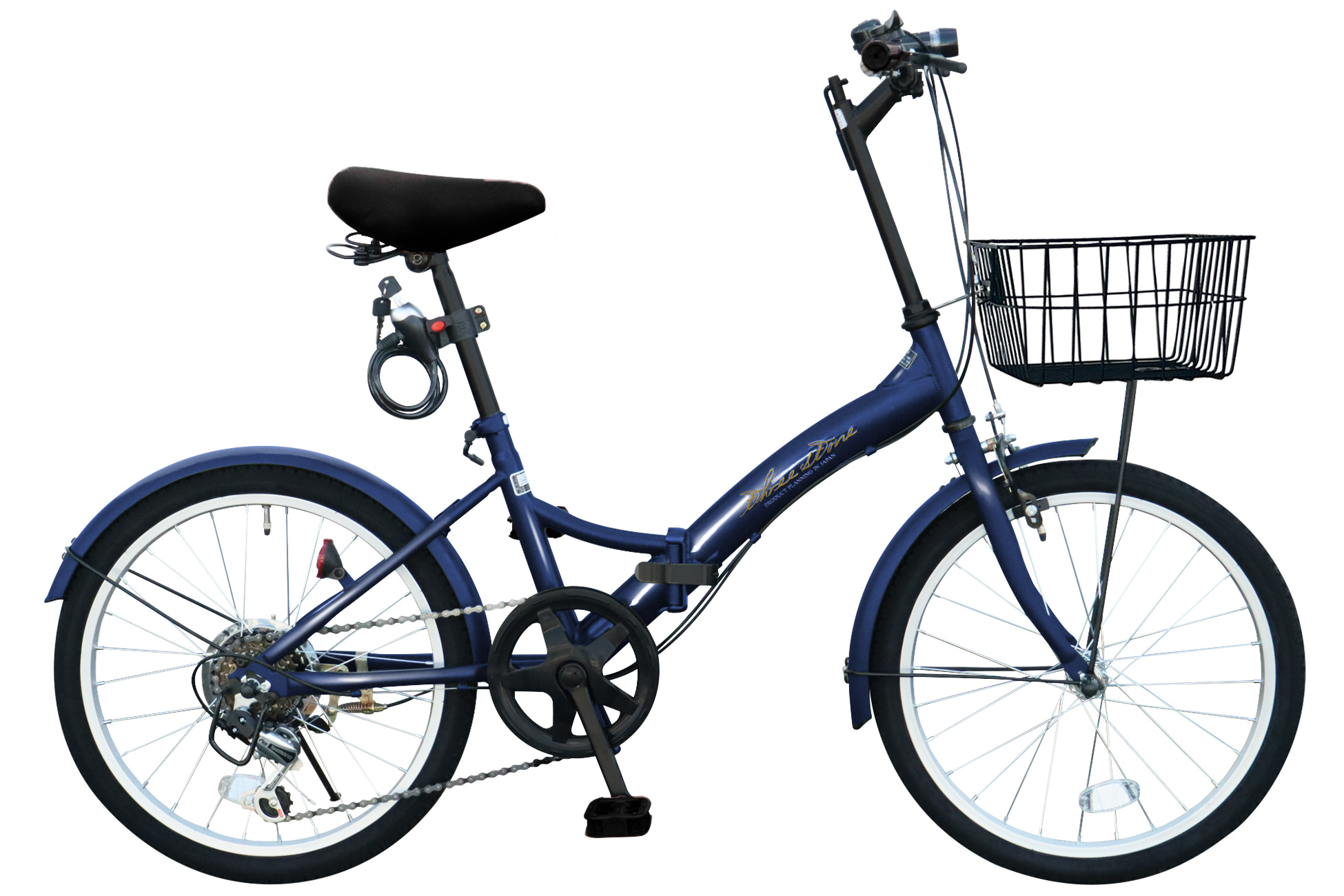 【新商品】 自転車 折りたたみ自転車 20インチ シマノ 社製 外装 6段 ギア カゴ 付き ワイヤー錠 フロント LEDライト プレゼント [EB-20] | アイジュサイクル | 06