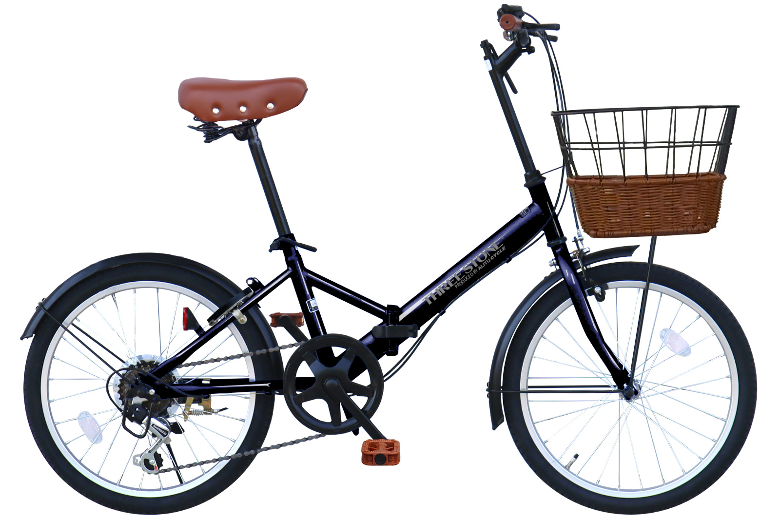 自転車 折りたたみ自転車 20インチ シマノ 社製 外装 6段 ギア 荷台 カゴ 付き フロント LEDライト プレゼント [TS-20] | アイジュサイクル | 08