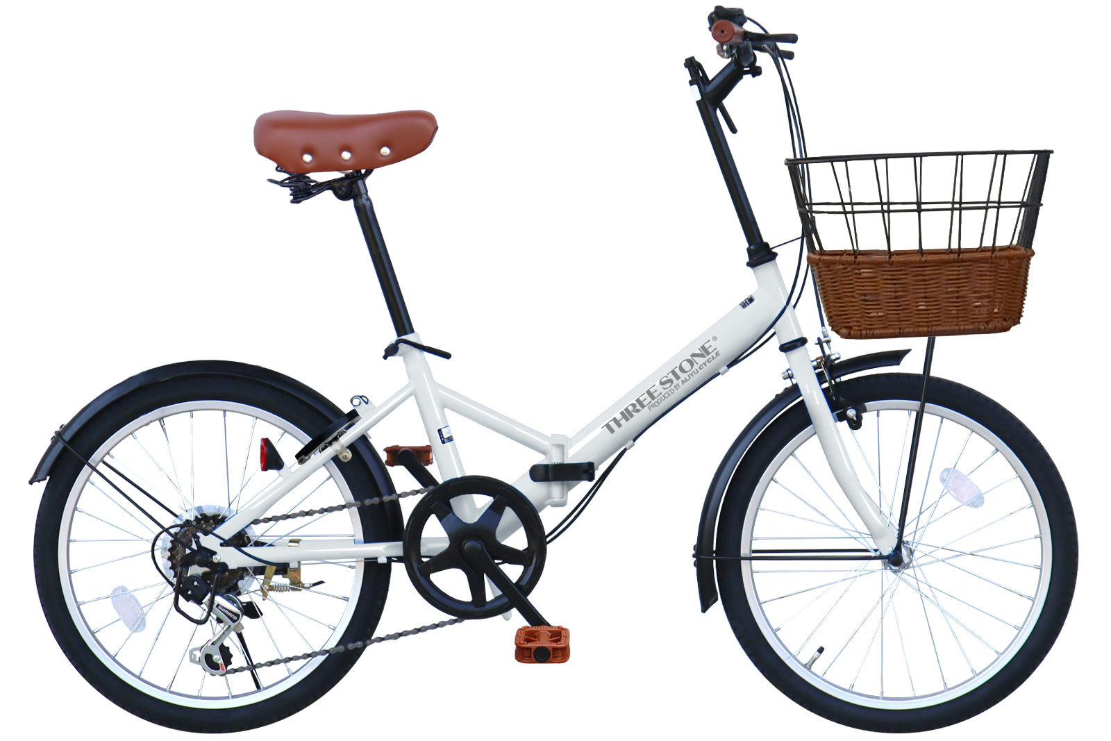 自転車 折りたたみ自転車 20インチ シマノ 社製 外装 6段 ギア 荷台 カゴ 付き フロント LEDライト プレゼント [TS-20] | アイジュサイクル | 02