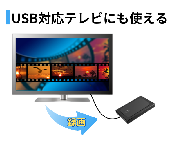 外付けハードディスク ポータブル テレビ録画 PC対応 4TB 3年保証 USB 