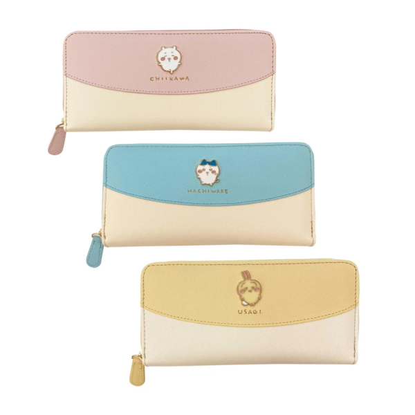 ちいかわ/バッジラウンド 長財布/バイカラー 収納力抜群 ラウンド