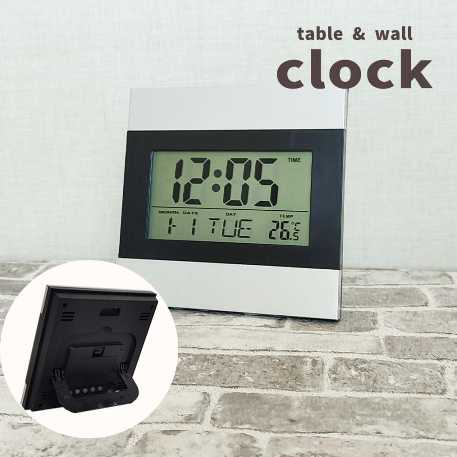 時計 おしゃれ 多機能 デジタル表示 温度計 カレンダー アラーム 小型 電池式 シンプル 置き時計 掛け時計 送料無料