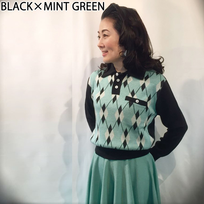 SAVOY CLOTHING Argyle Pullover Knit アーガイル プルオーバー ニット 長袖 チェック レディース サヴォイクロージング ロカビリー ファッション SAVOY CLOTHING Argyle Pullover Knit アーガイル プルオーバー