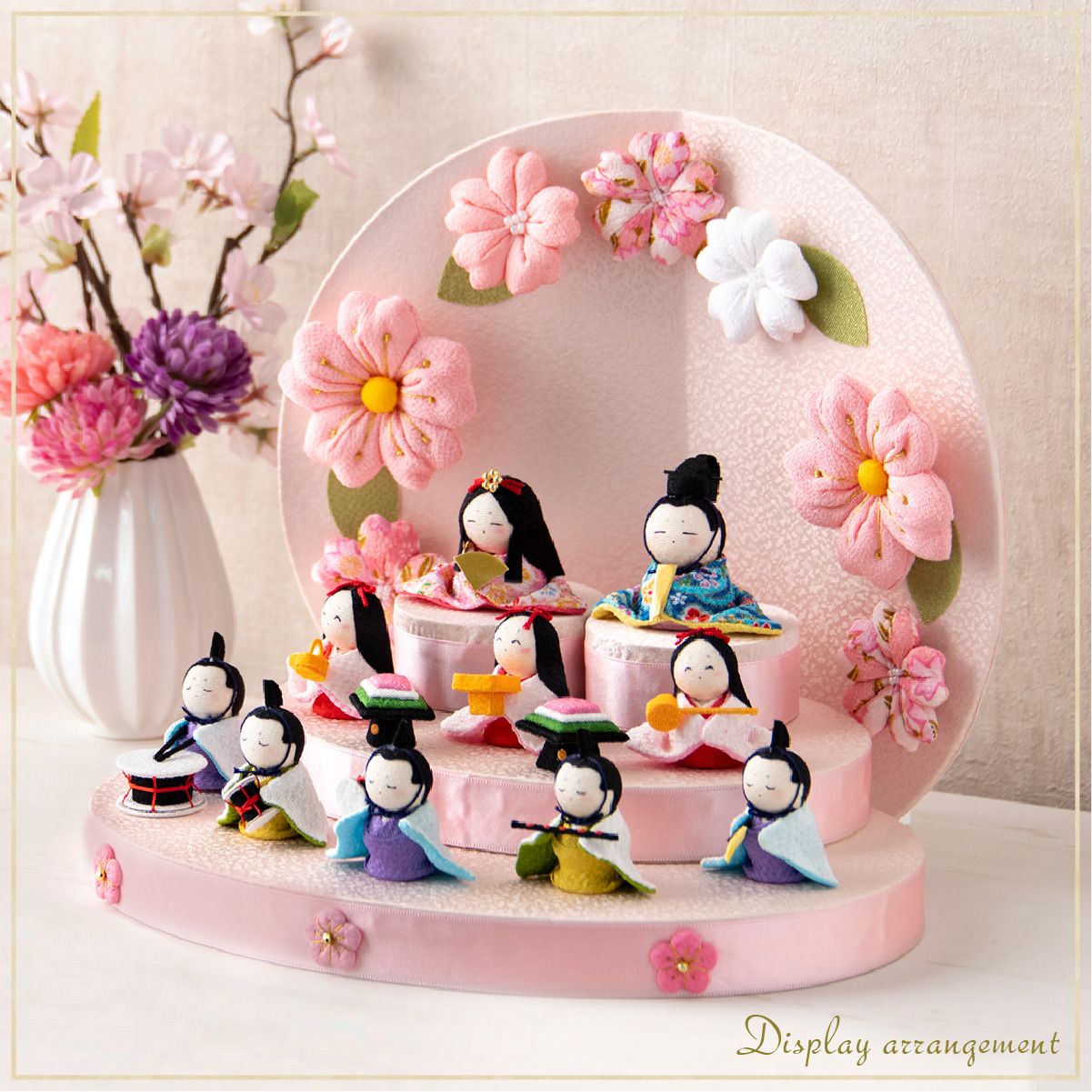 リュウコドウ 雛人形 ひな人形 お雛様 雛 ちりめん コンパクトミニ 花