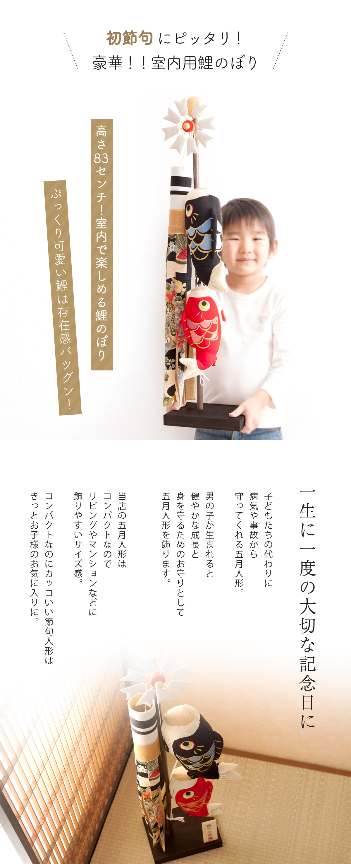 リュウコドウ 鯉のぼり 室内用 おしゃれ コンパクト こいのぼり 五月