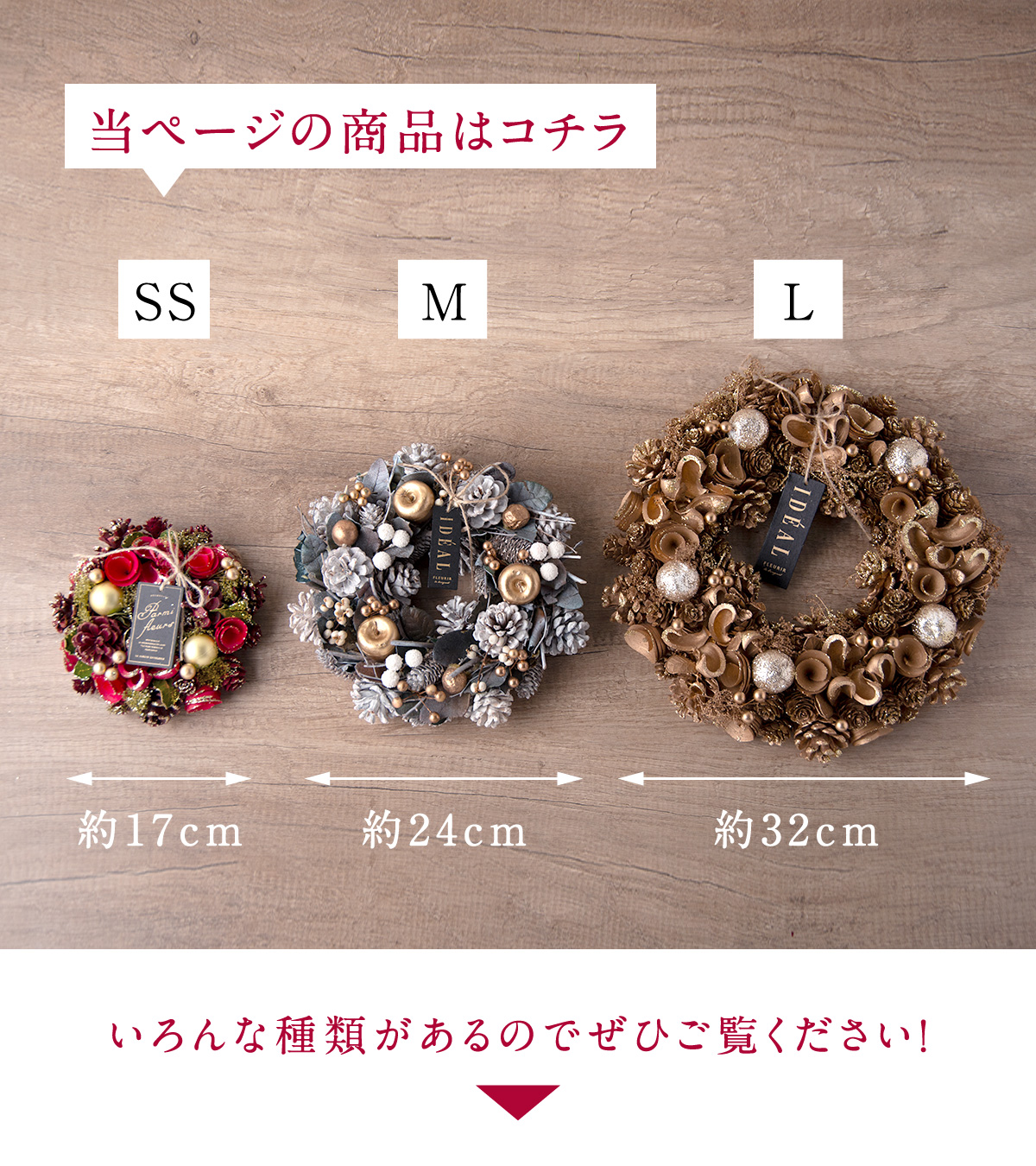 ＆Flower SALE 2024 クリスマス リース Mサイズ 24cm ナチュラル