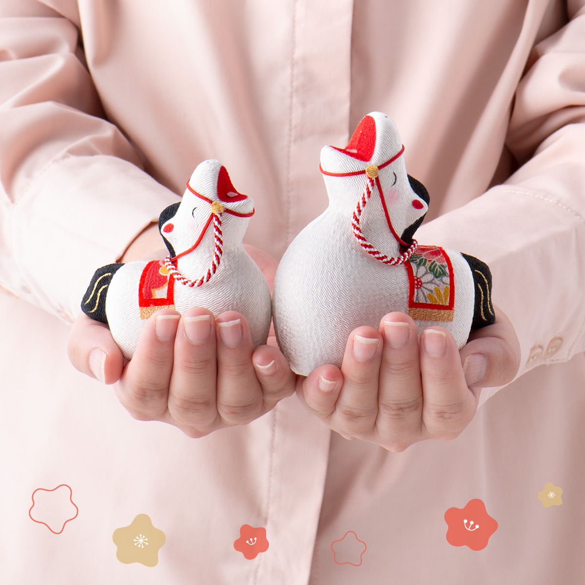 リュウコドウ 新作 干支 置物 午年 午 馬 うま ウマ 干支飾り ちりめん