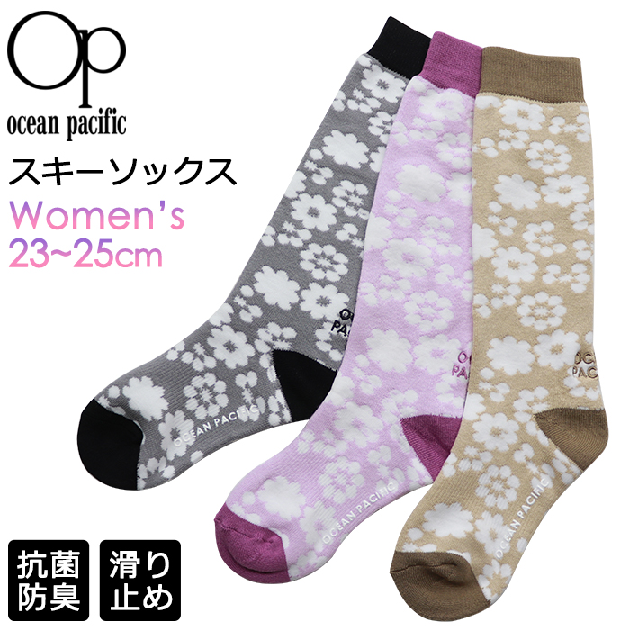 OP レディース スキーソックス フリーサイズ(23-25cm) 冬用 靴下 厚手 防寒 女性用 レディス あったか スノーソックス