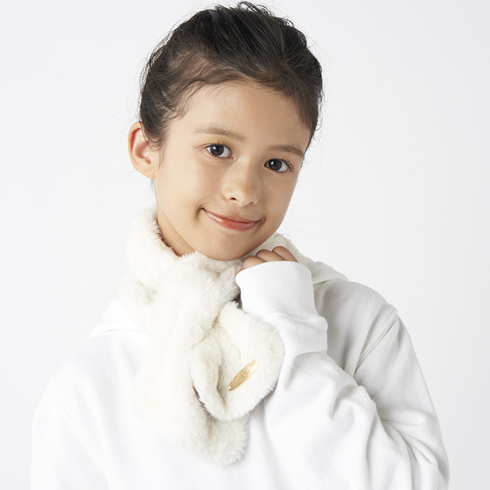 repipi armario レピピ 子供用 マフラー キッズ ファー素材 リバーシブル 差し込み ベージュ