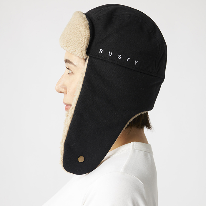 RUSTY ラスティ 首 あったか グッズ 防寒 フライトキャップ 耳当て付き帽子 メンズ ボア