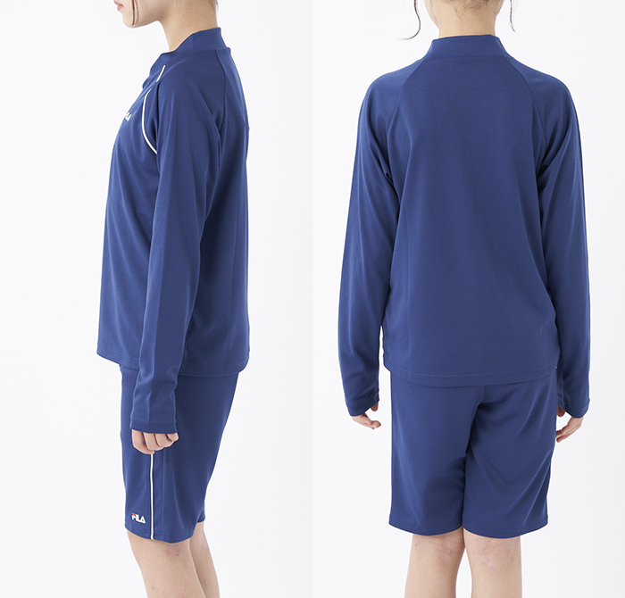 スクール水着 セパレート 女の子 男の子 めくれ防止 ラッシュガード ハーフパンツ 上下セット 男女兼用 FILA ジェンダーレス水着