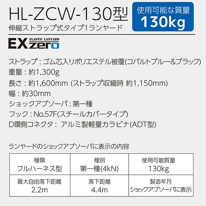 公式メーカー タイタン(Taitan) EXZERO ダブルランヤード 青黒 HL-ZCW
