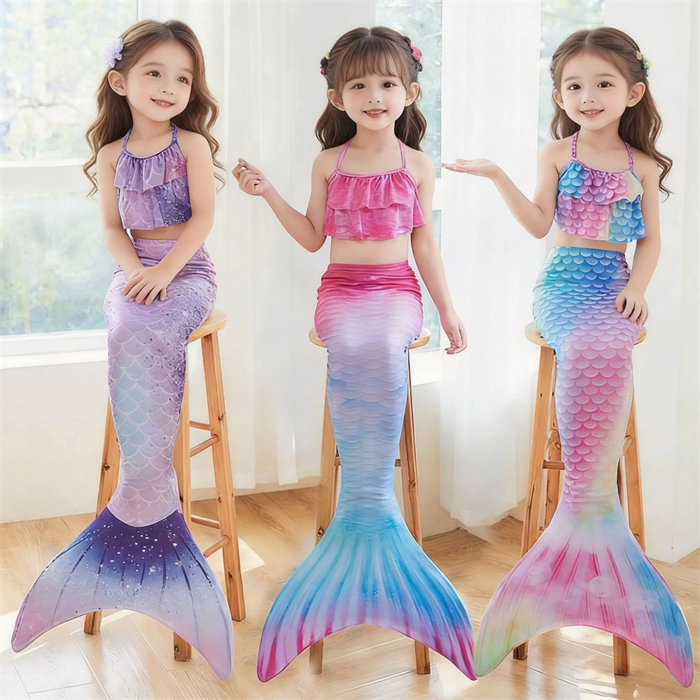 新作人魚 水着 子供水着 キッズ 女の子 マーメイド 人魚 水着 子供用 3点セット みずぎ キッズ 女の子 紫外線カット こども ジュニア 女児 女子 子供水着 関連画像1