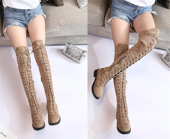 ロングブーツ レディース 美脚 ローヒール3cm ブーツ ストレッチ