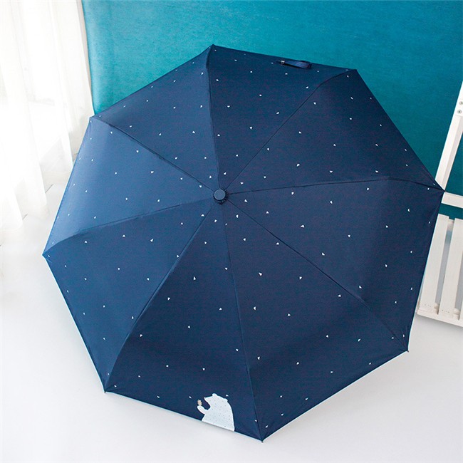 短納期日傘 レディース くま柄 100%完全遮光 折りたたみ傘 晴雨兼用 自動開閉 UVカット 軽量...