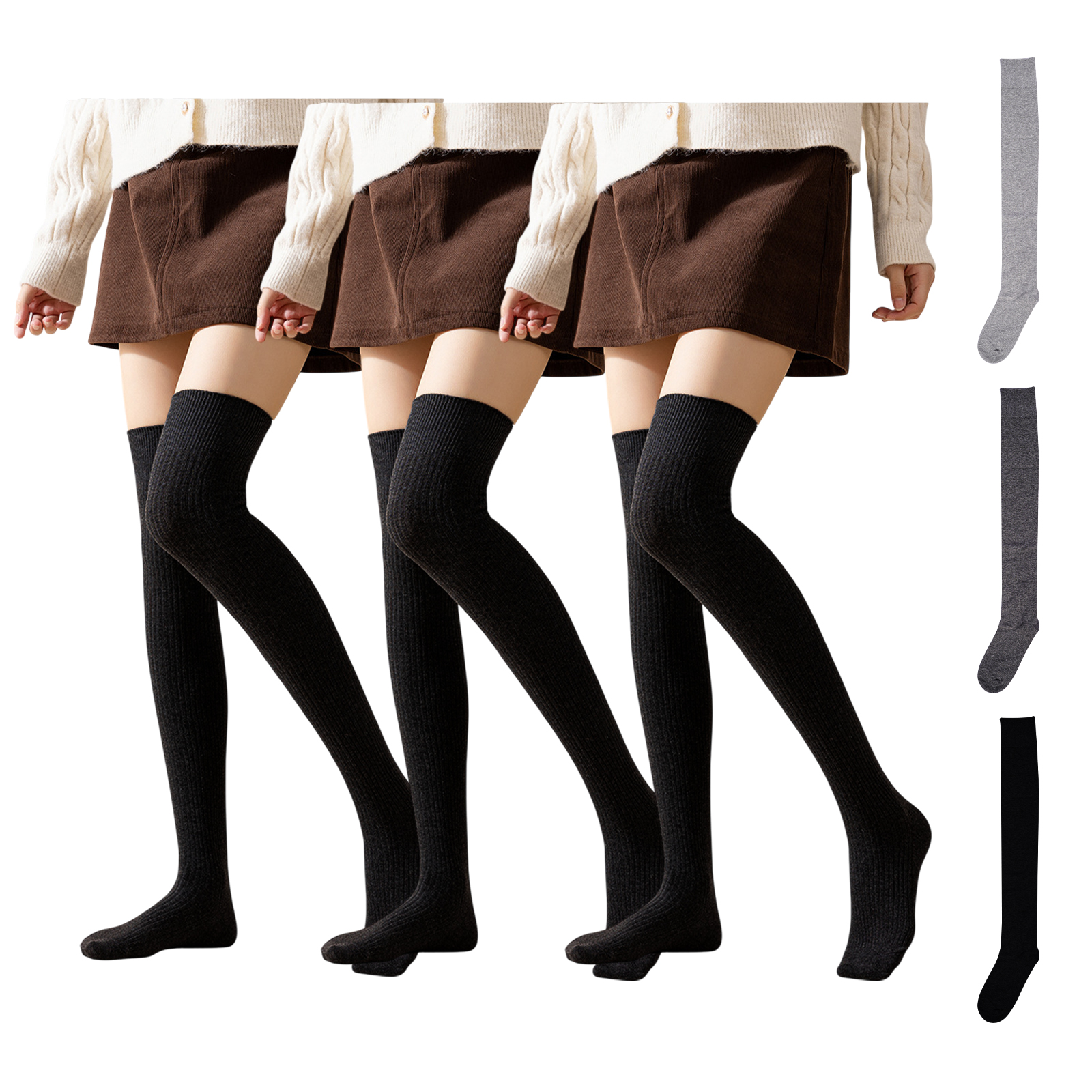 靴下 3足 レディース ハイソックス ニーハイソックス ソックス 着圧