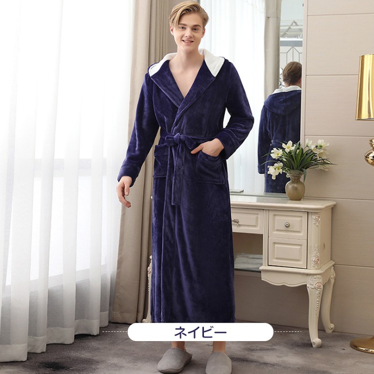 バスローブ フード付きルームウェア パジャマ あったか 秋冬用 ナイト