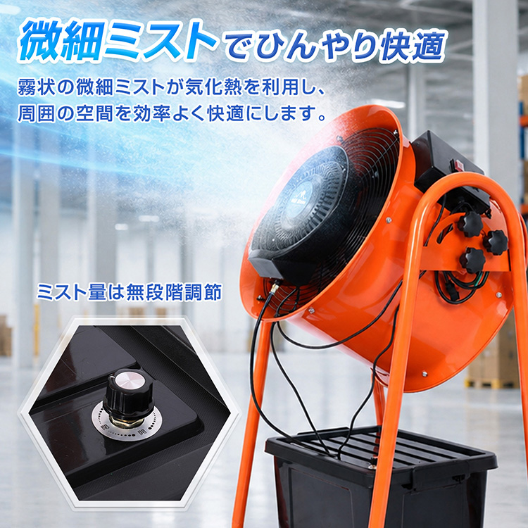 ミスト扇風機 屋外 大型 45L キャスター付き 扇風機 業務用扇風機 工場