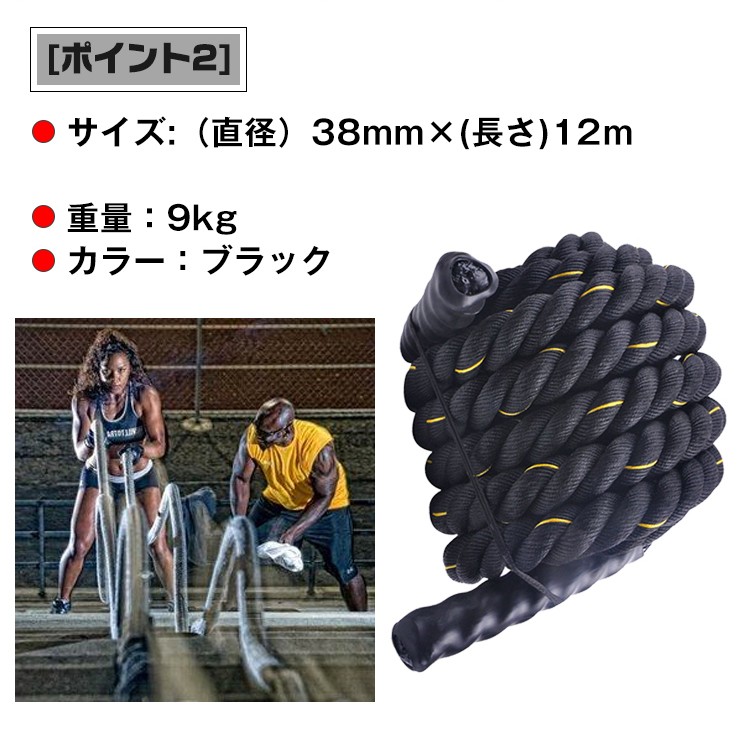 トレーニングロープ バトルロープ 38mm×長さ12m プログレード