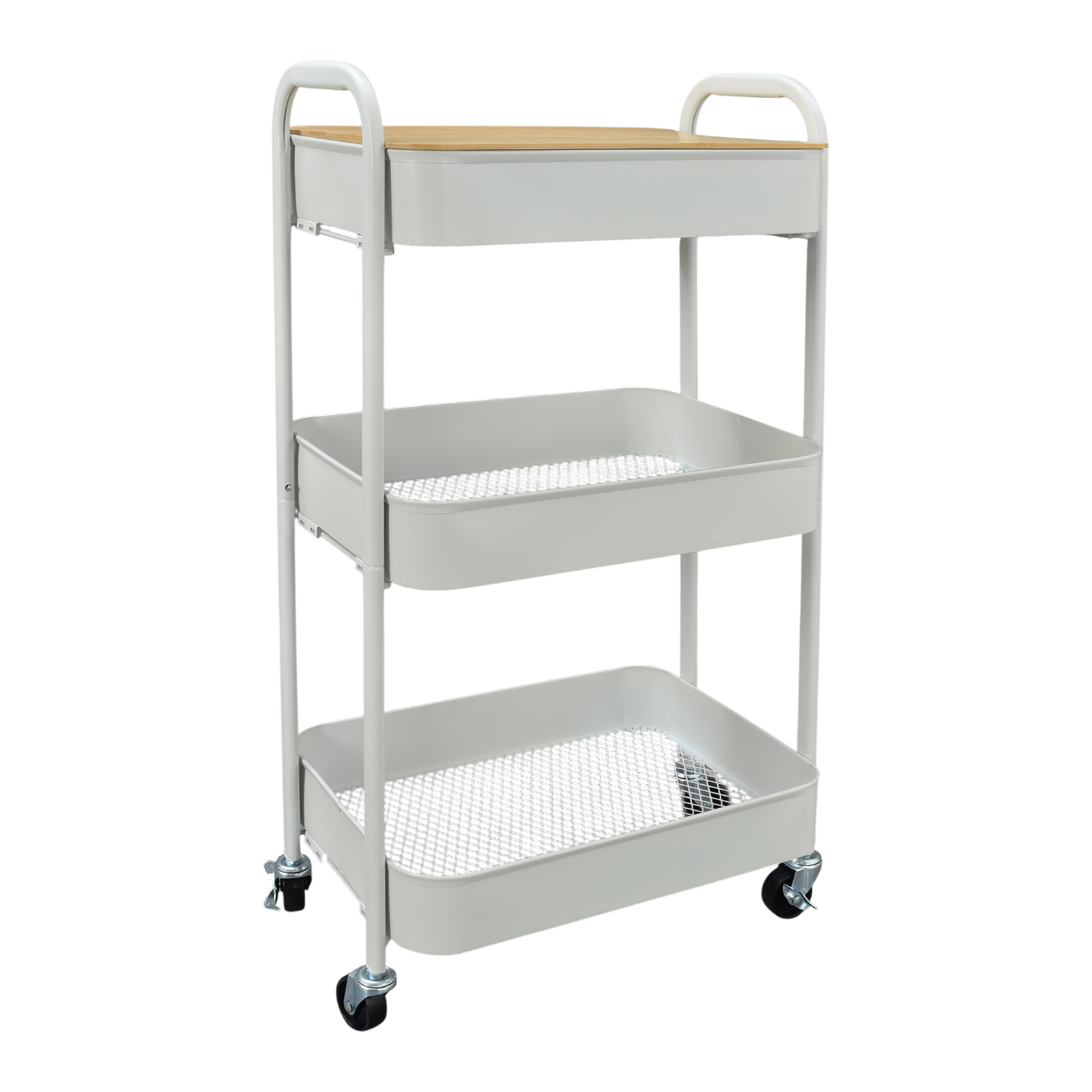 キッチンワゴン キャスター付き スリム 3段 天板 作業台 スチール