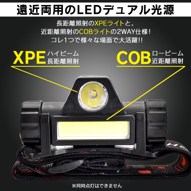 ヘットライド LED 軽量 USB 充電式 高輝度 ヘッドランプ IPX5 COB 防水 懐中電灯 照射 照明 釣り 登山 アウトドア キャンプ  作業灯 作業ライト 夜間 散歩 od578 通販