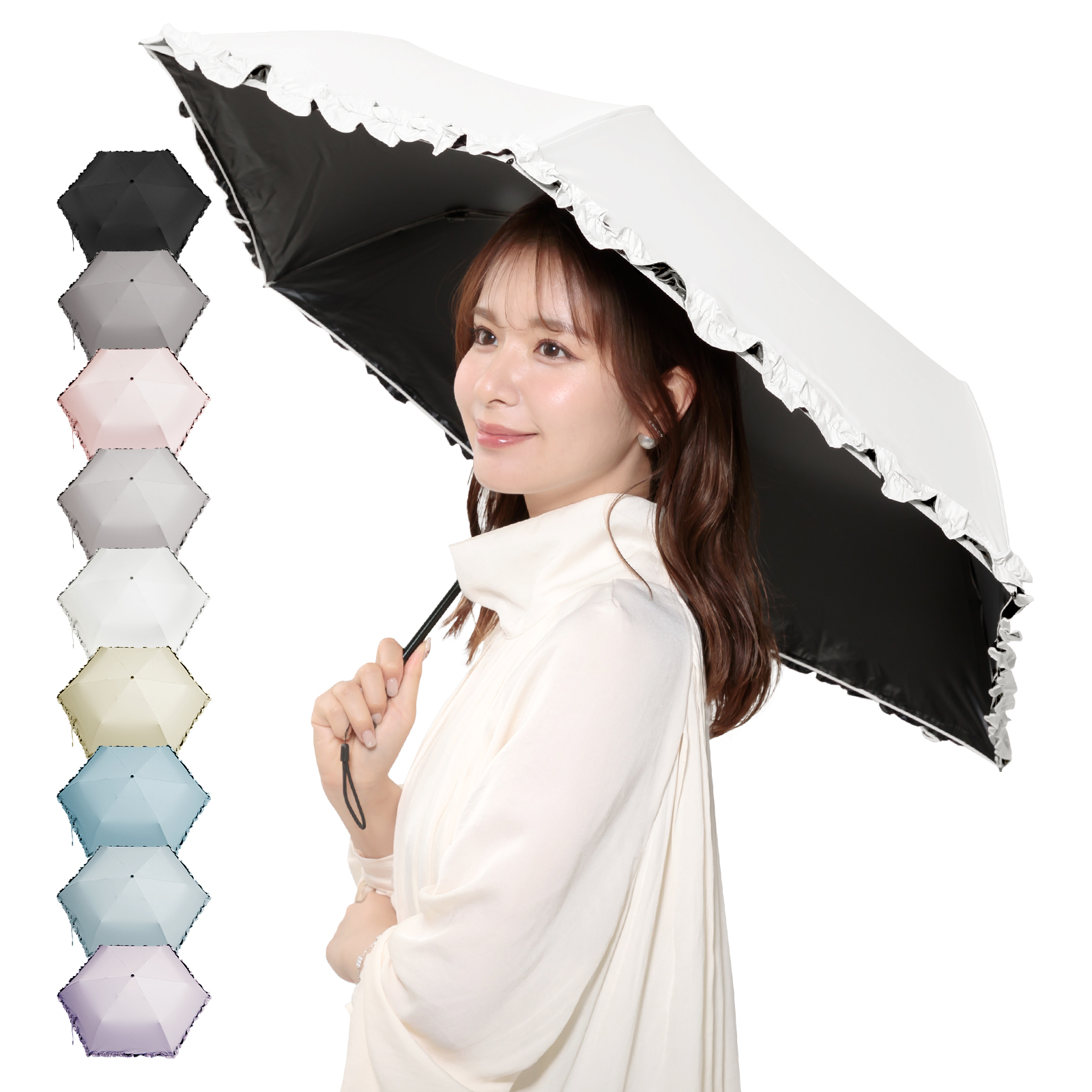 最新型】日傘 折りたたみ 完全遮光 花びら傘 UVカット 晴雨兼用