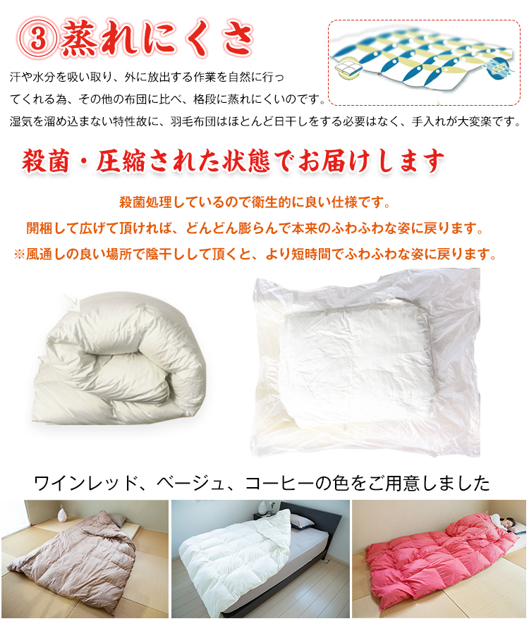 ふとんとふ 羽根布団 暖かい 快眠 熟睡 冬 シングル フェザー 90％/ダウン