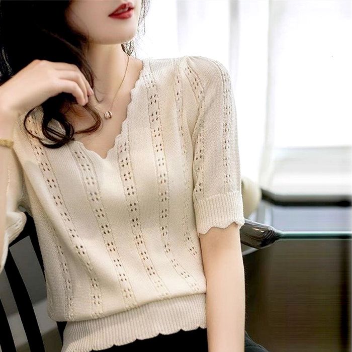 【美品】LOVELESS 着痩せ効果◎着心地着回し抜群の可愛いニット　ドラマ着用 楽天市場】着痩せに導く日本製配色スリットニット レディース