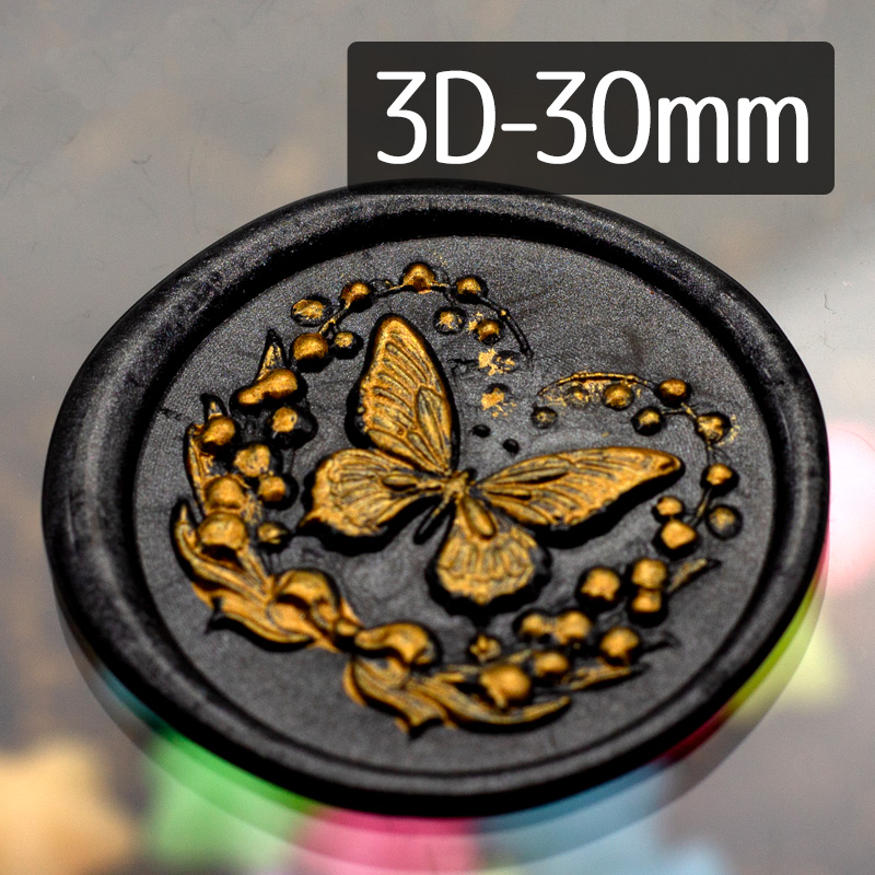 シーリングスタンプ 1100846「3D鈴蘭花蝶」3cm ヘッドのみ 封蝋印 真鍮製 真ちゅう製 | 