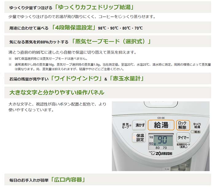 象印 ZOJIRUSHI CD-SE50 大容量5L マイコン沸とう電動ポット 985W