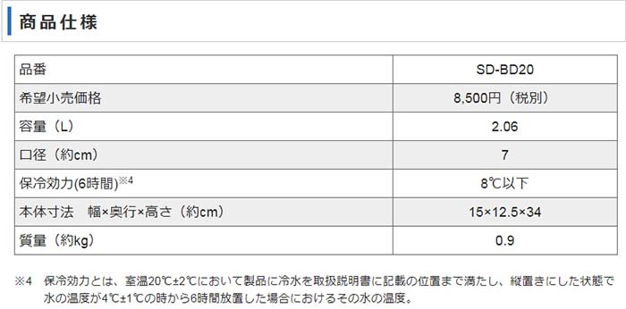 象印 ZOJIRUSHI ステンレスクールボトル SD-BD20 2.06L TUFFマグ 水筒