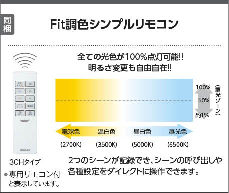 AD50477 照明器具 Fit調色埋込シーリング 埋込器具 (〜6畳) LED（電球