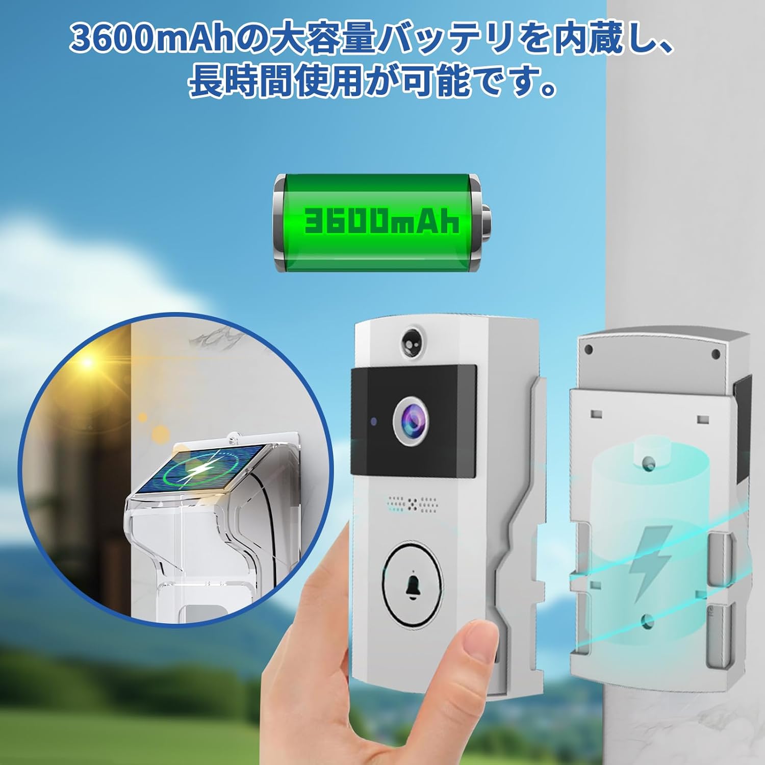 ビデオドアベル ドアホン ワイヤレス 玄関チャイム 簡単取付 無線接続