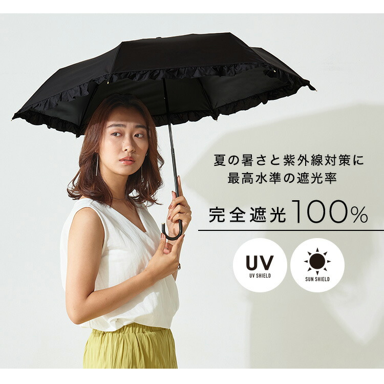 Wpc. 晴雨兼用 折畳み日傘 遮光クラシックフリル801-134 50cm : 明石
