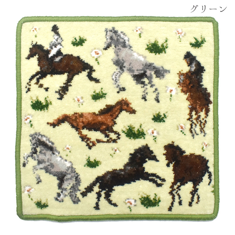 HERMES タオルハンカチ 馬と子供の刺繍 名入れ 刺繍 】 エルメス ハンカチ レディース ギフト 名前入り