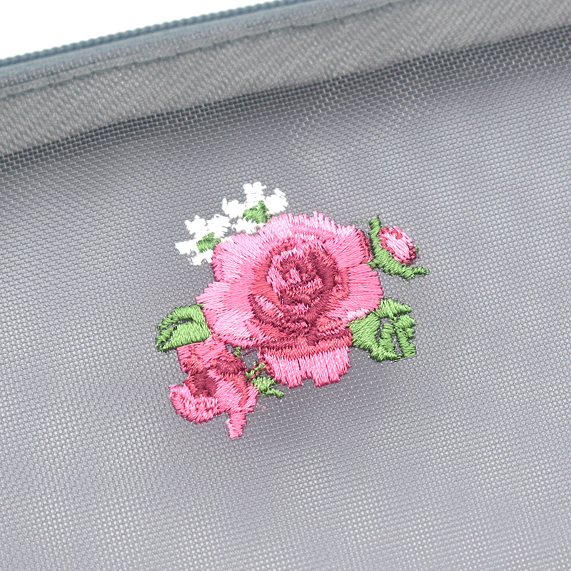 Enjeau（アーンジョー） 日本製 花 刺繍 メッシュポーチ A6 B6