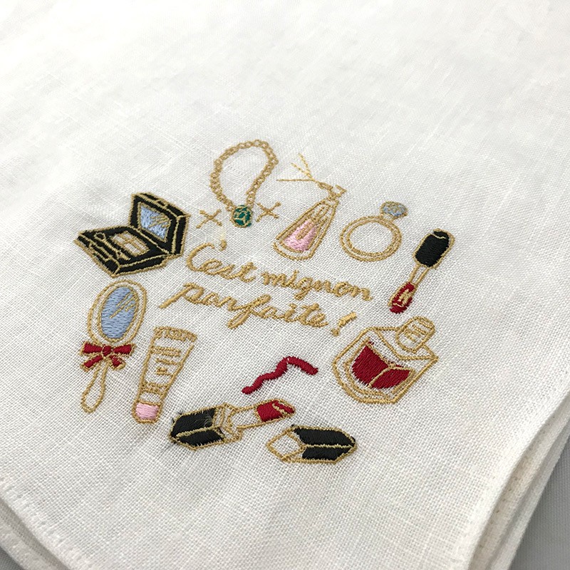 Enjeau（アーンジョー） プレゼント 女性 実用的 ハンカチ リネン 刺繍