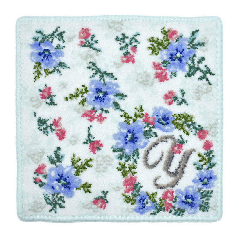アンティークフランス 精緻な薊刺繍 イニシャル花文字AB