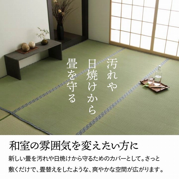 日本製 国産い草 糸引織ござ 上敷き 江戸間 6畳(約261×352cm