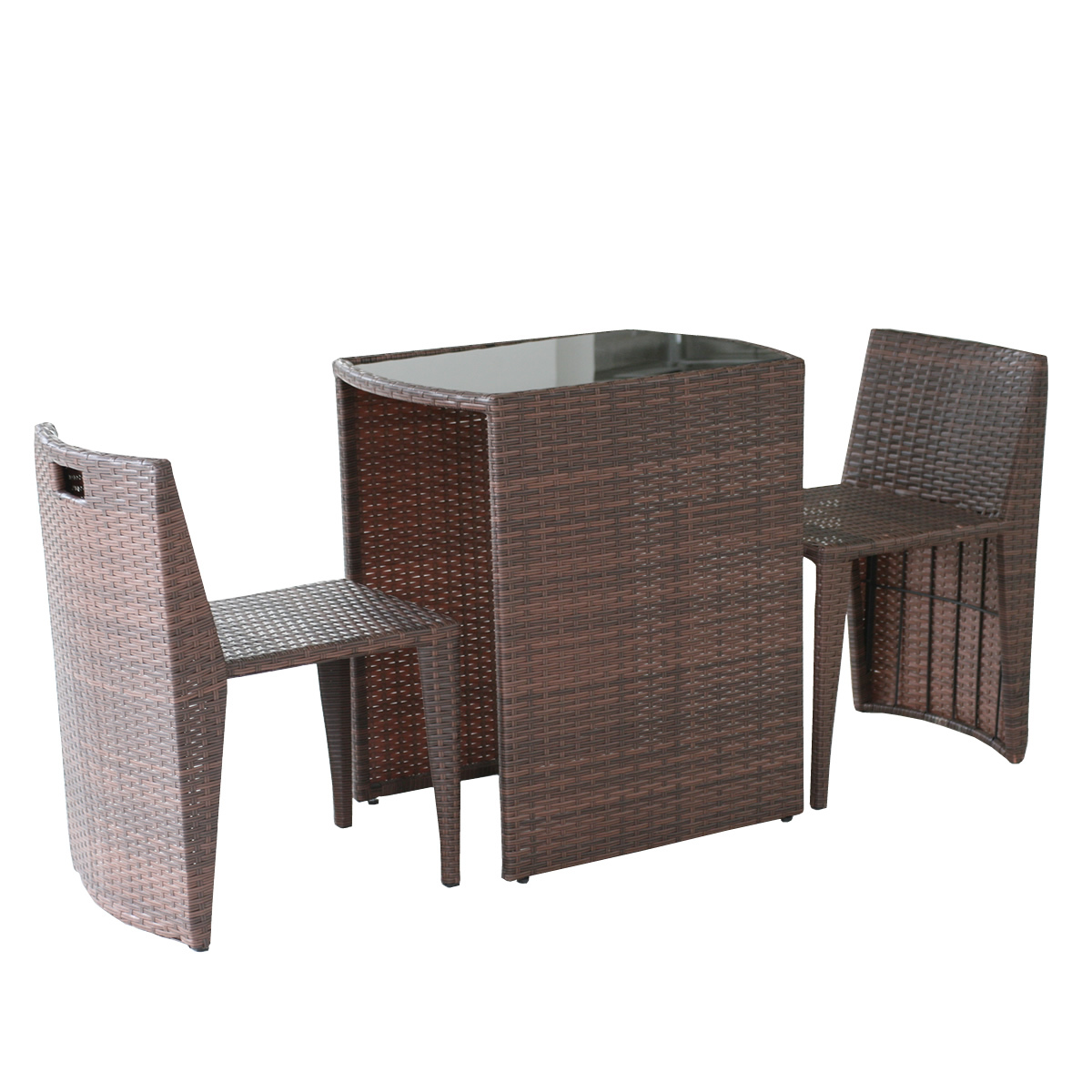 ガーデンテーブル ラタン調 テーブル チェアセット 3点セット コンパクト リゾモダン 机 椅子 お...