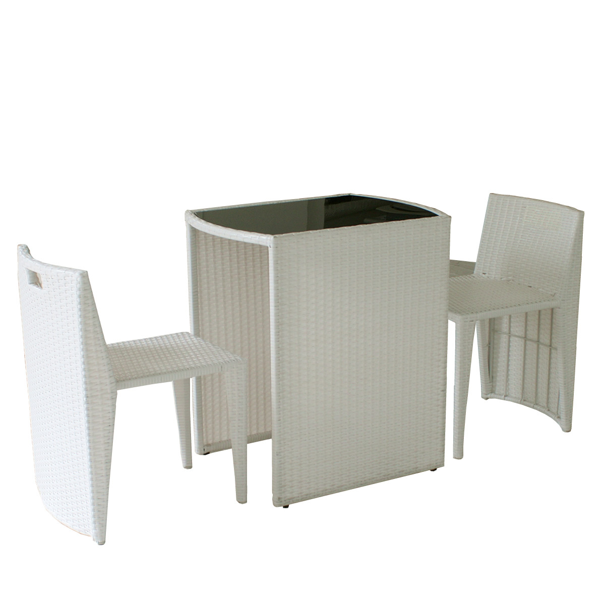 ガーデンテーブル ラタン調 テーブル チェアセット 3点セット コンパクト リゾモダン 机 椅子 おしゃれ 人工ラタン ガーデン 庭 ベランダ  バルコニー