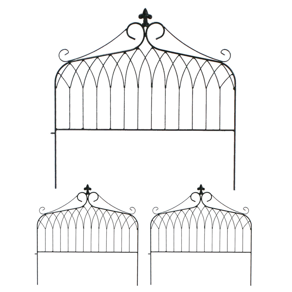 ガーデンフェンス アイアン DIY フェンス3枚組 ワイドタイプ ドレープ